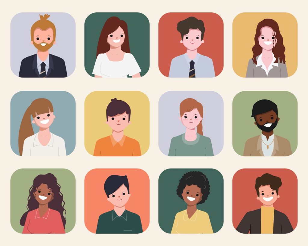 A colorful set of people avatars representing diversity, ideal for email automation and drip campaigns in email marketing
