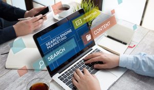 Search engine optimization' image showcasing strategies for search engine marketing, organic SEO, and digital marketing
