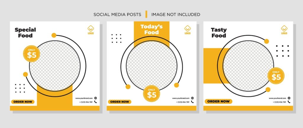 Social food-themed social media banners created for small business owners utilizing Canva for business social media marketing.