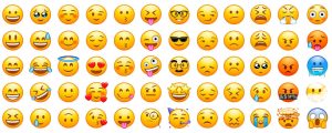 A diverse collection of emojis displaying various expressions, symbolizing emotions in social media and digital marketing.