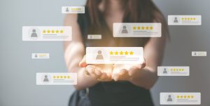 Infographic illustrating five strategies to enhance online reviews, featuring SEO and marketing insights from a Utah agency.