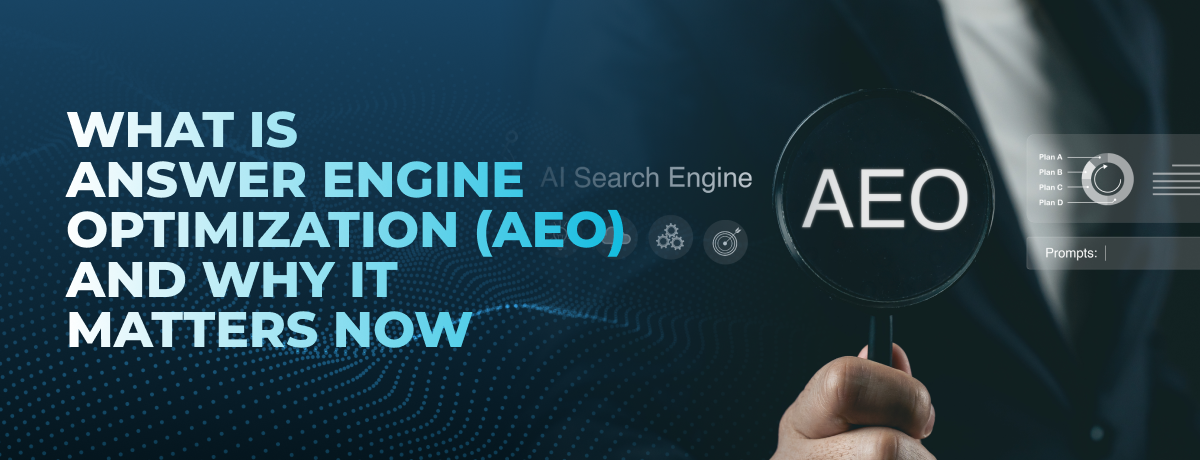 An infographic explaining answer engine optimization and its significance in todays digital landscape